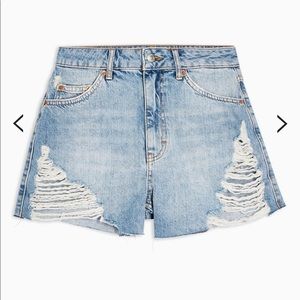 Topshop Super Ripped A-Line Mom Denim Shorts